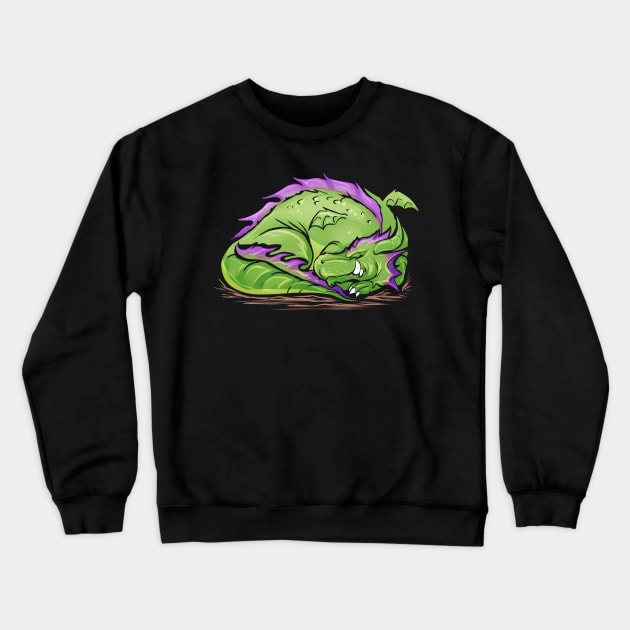 Sleeping Green Dragon Drawing Crewneck Sweatshirt by SinBle